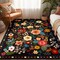 Spring Floral 5x7 Area Rug Machine Washable Boho Carpet Non Slip Doormat Low Pile Flower Area Rugs for Living Room Bedroom Kitchen Dining Room Hallway Entryway Indoor-Black